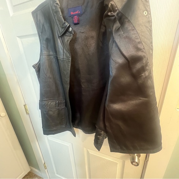 Denim & Co Black Leather Mens Vest Size Large Motorcycle Classic Vest - Picture 8 of 8